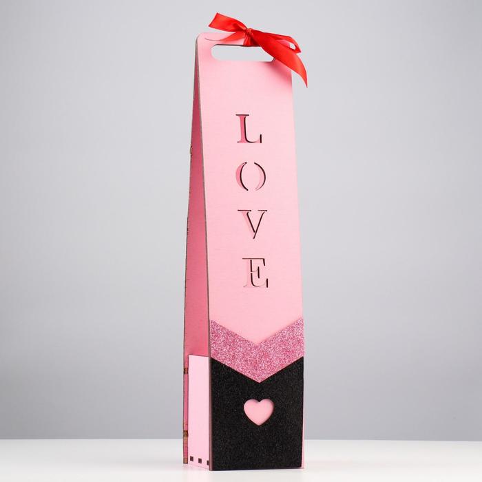 

Коробка для вина деревянная "Love", с аппликацией, пудровая, 9,2х8,8х41,3 см