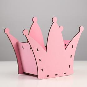 

Кашпо деревянное "Корона" блестящее, розово-золотое,25,2х11,8х20 см