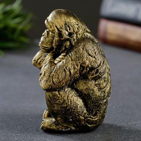 

Фигура "Обезьяна думает" состаренное золото, 10см