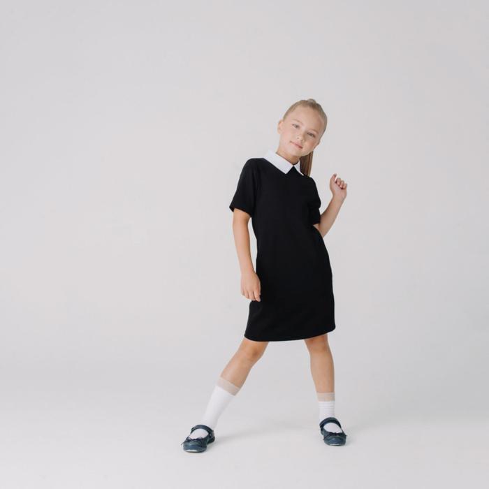Платье «Лира» для девочки, цвет черный, рост 128 см