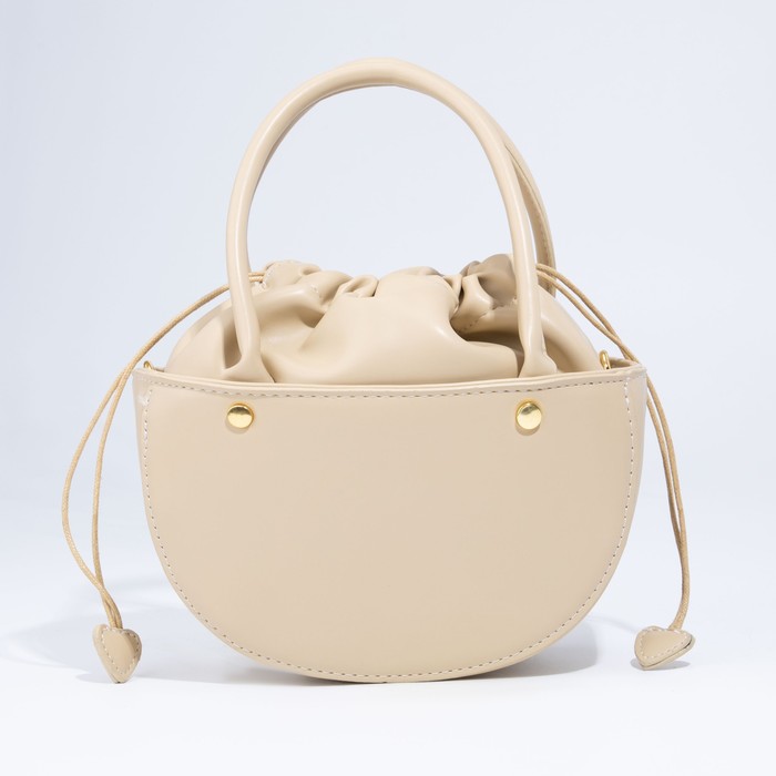 

Сумка-тоут на шнурке, длинный ремень, цвет молочный