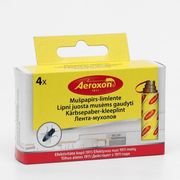 Липкая лента от мух Aeroxon, набор, 4 шт лента липкая mosquitall защита от мух 4 шт