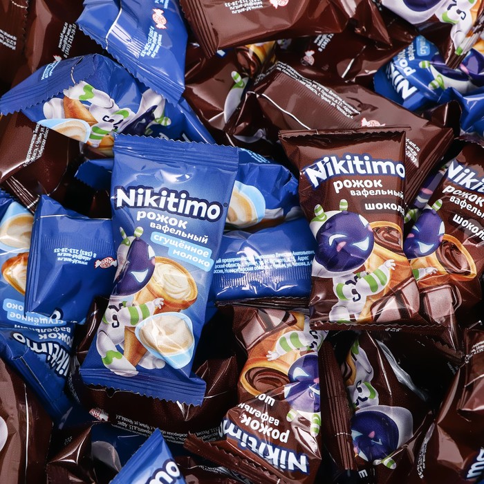 

Вафельный рожок с начинками со вкусом сгущенного молока и шоколада (ассорти), 500 г