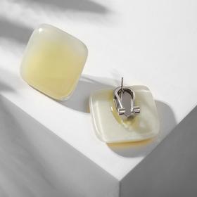 

Серьги из витражного стекла "Квадрат", цвет белый