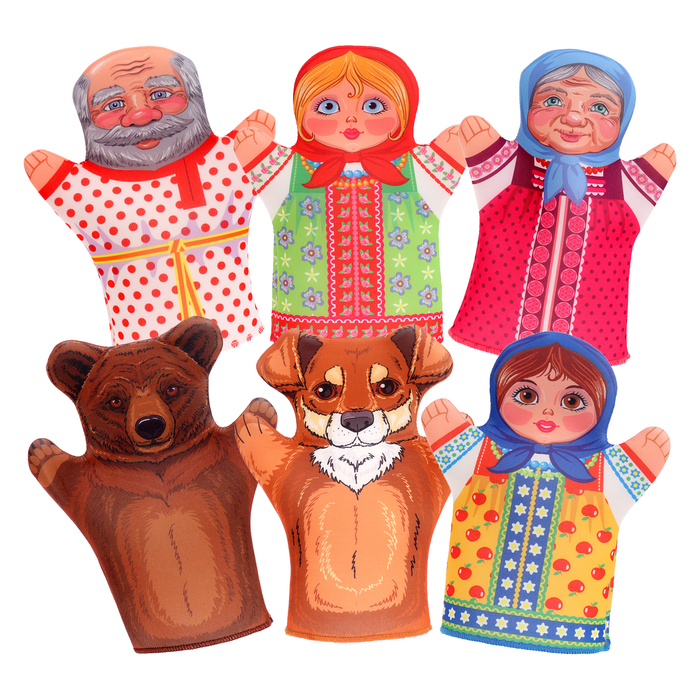 Домашний кукольный театр «Маша и медведь», 6 кукол-перчаток