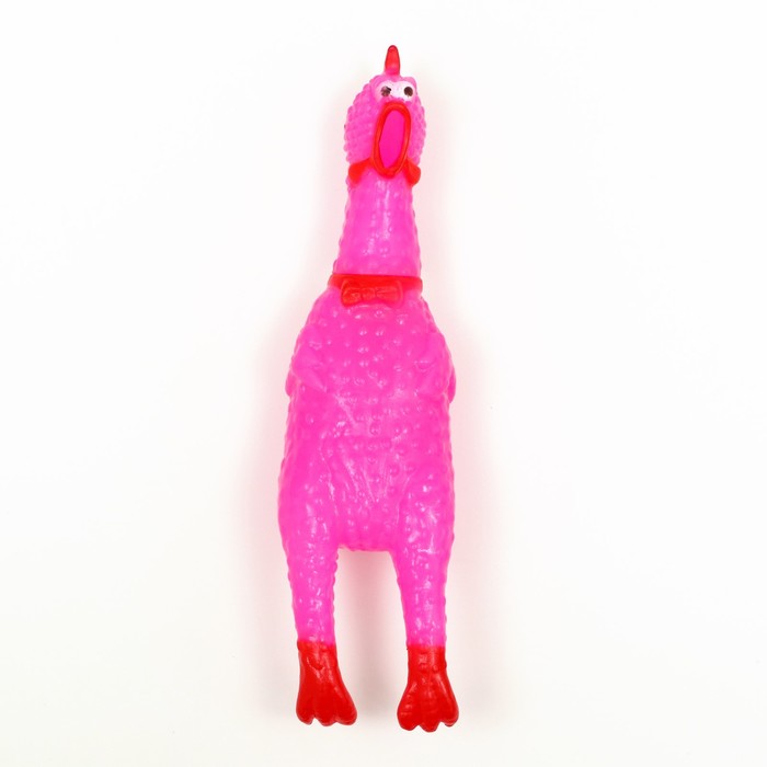 Игрушка пищащая "Курица" малая для собак, 16,5 см, ярко-розовая