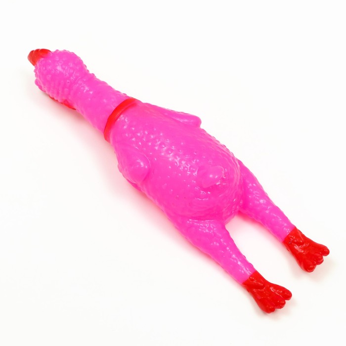 Игрушка пищащая "Курица" малая для собак, 16,5 см, ярко-розовая