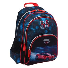 

Рюкзак школьный эргономичная спинка, Attomex Basic 38 х 32 х 18, Red Car, синий/красный