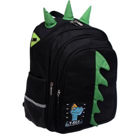 

Рюкзак школьный эргономичная спинка, deVENTE 39 х 30 х 20, T-Rex, чёрный/зелёный
