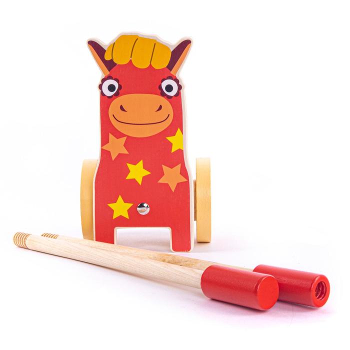 Каталка на палочке «Лошадка Иго-го» деревянные игрушки деревяшки пирамидка лошадка иго го
