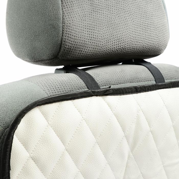 фото Защитная накидка на переднее сиденье 1 карман, 40×60, экокожа, стеганная, белая