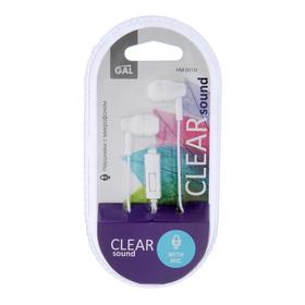

Наушники GAL HM-001N, вакуумные, микрофон, 95 дБ, 32 Ом, 3.5 мм, 1.2 м, белые