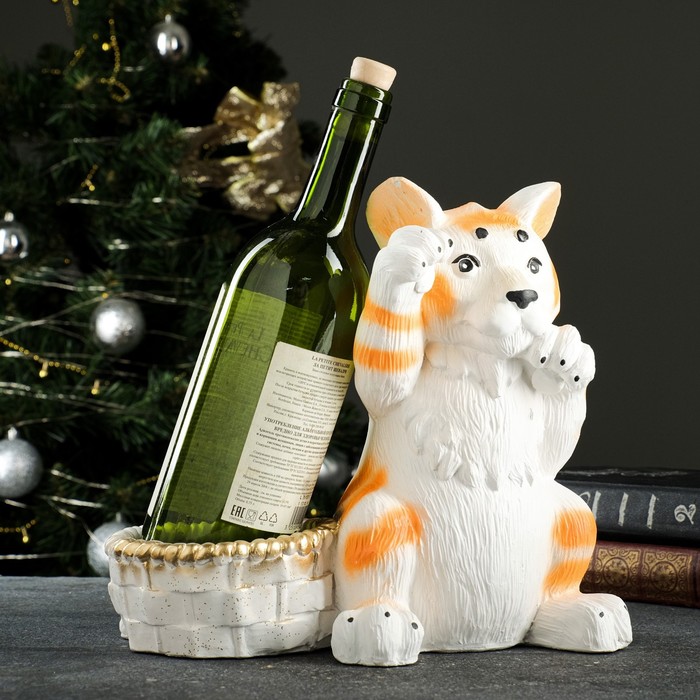 фото Подставка для бутылки "тигр" бело-рыжий, 26х15х24см хорошие сувениры