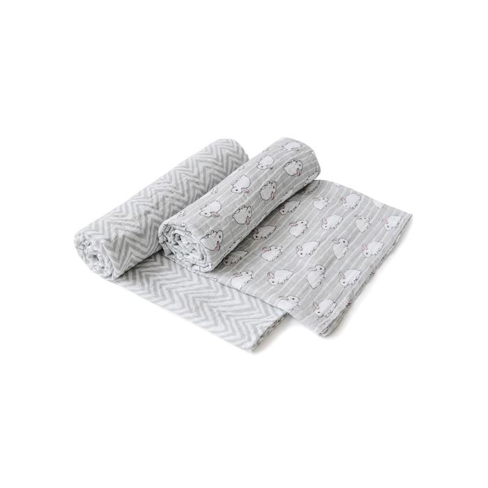 Пеленки муслиновая «Шеврон Кролики», размер 120х120 см - 2 шт