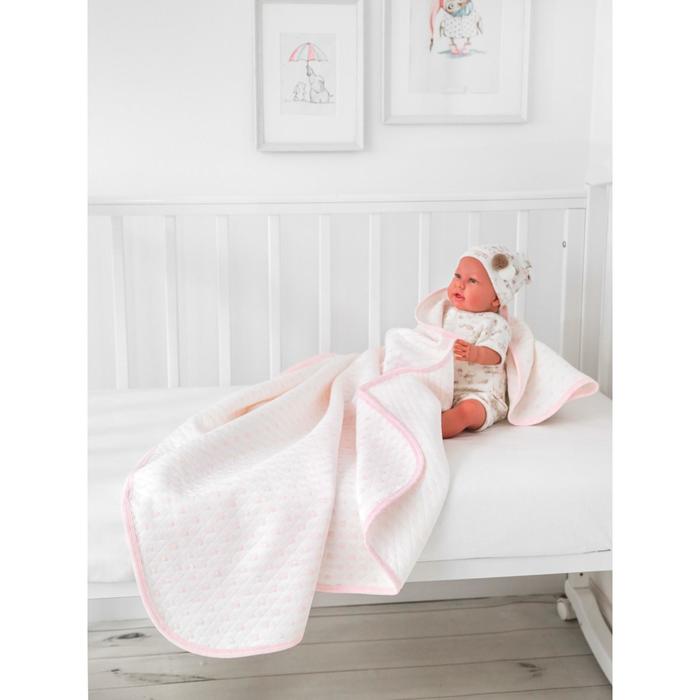 фото Плед-одеяло стеганое, размер 100х140 см, трикотаж, принт сердечки baby nice