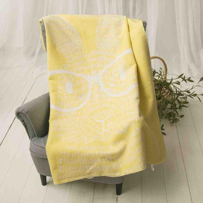Одеяло байковое «Умный кролик», размер 100х118 см, цвет желтый