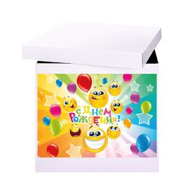 Наклейка на коробку-сюрприз «С днём рождения», смайлы, 42х30 см Ош
