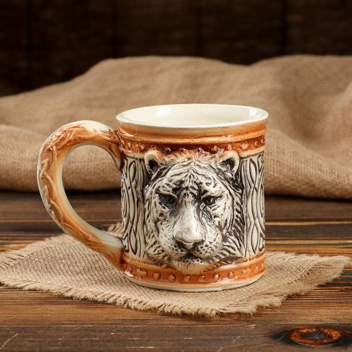 фото Кружка "тигр", задувка, 0.5 л керамика ручной работы
