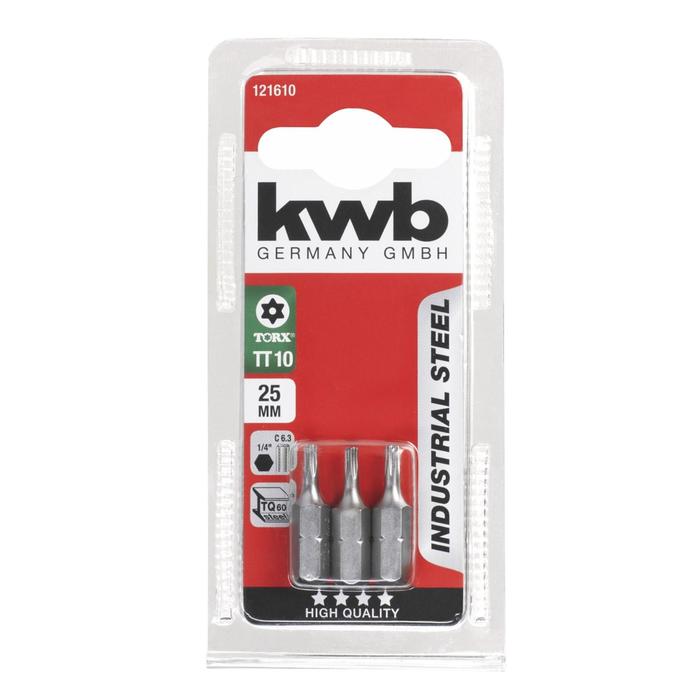 

Бита KWB INDUSTRY, T-TORX10, сталь TQ60, 25 мм, 3 шт