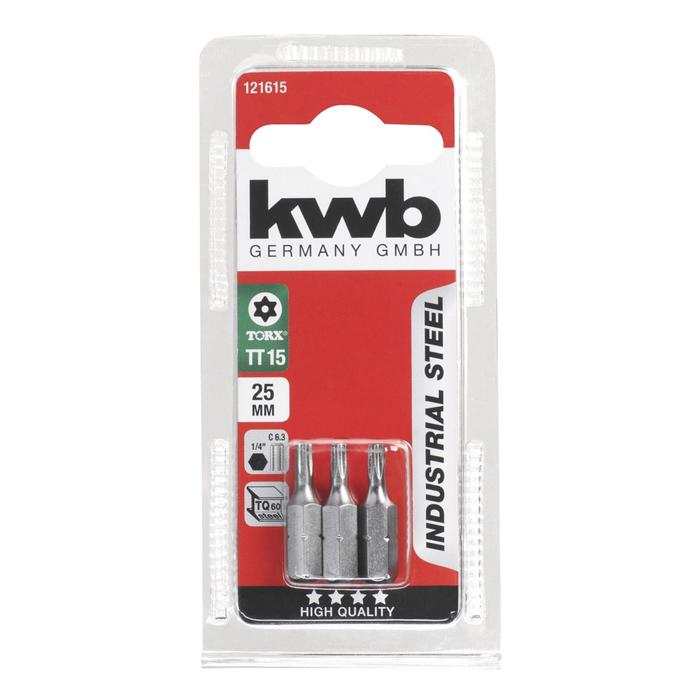 

Бита KWB INDUSTRY, T-TORX15, сталь TQ60, 25 мм, 3 шт