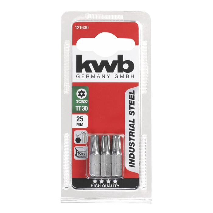 

Бита KWB INDUSTRY, T-TORX30, сталь TQ60, 25 мм, 3 шт