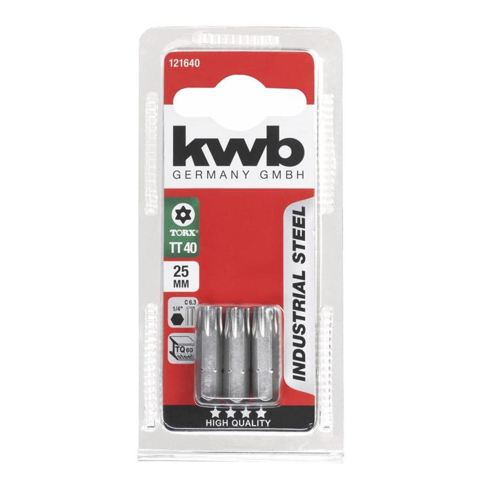 

Бита KWB INDUSTRY, T-TORX40, сталь TQ60, 25 мм, 3 шт