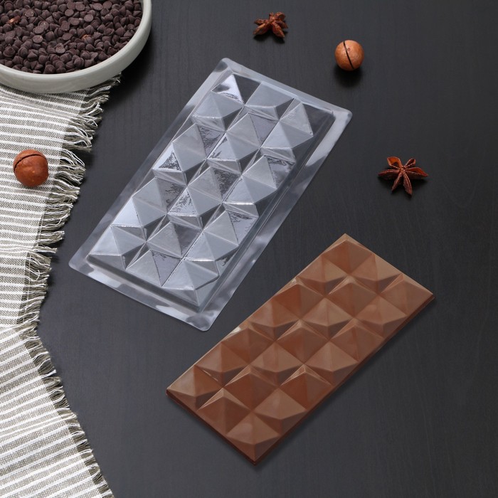 Форма для шоколада и конфет «Квадраты», 18×8 см, цвет прозрачный форма для шоколада и конфет сердечный порыв 6×6 8×0 77 см цвет прозрачный