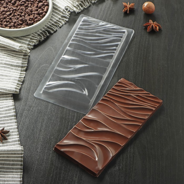 Форма для шоколада и конфет «Волны», 18×8 см, цвет прозрачный форма для шоколада и конфет сердечный порыв 6×6 8×0 77 см цвет прозрачный