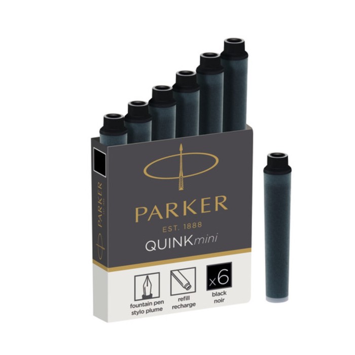 Набор картриджей для перьевой ручки Parker Quink Mini Cartridges Z17, чёрные чернила