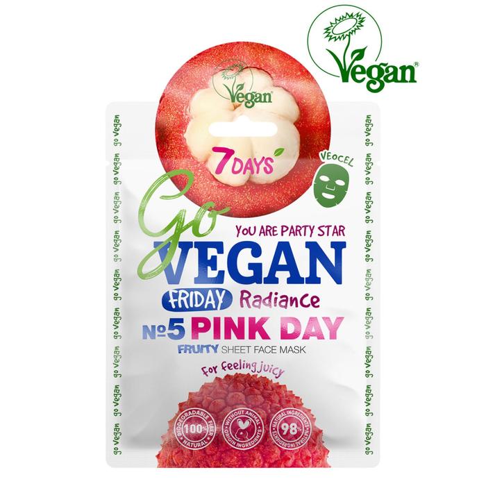 

Тканевая fruity маска для лица 7 DAYS GO VEGAN Friday PINK DAY, 25 г