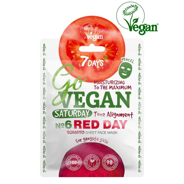 

Тканевая tomatos маска для лица 7 DAYS GO VEGAN Saturday RED DAY, 25 г