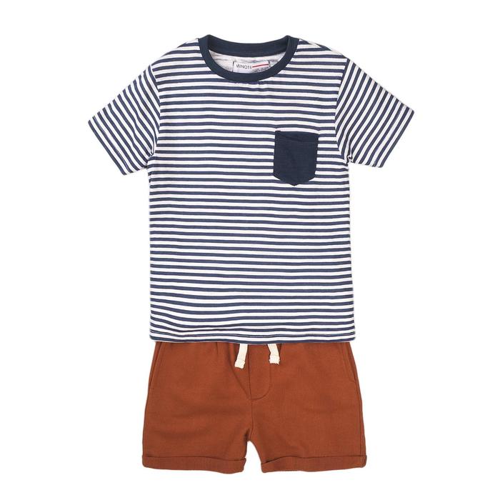 фото Комплект для мальчика(футболка и шорты), размер 3-4 года, цвет коричневый minoti