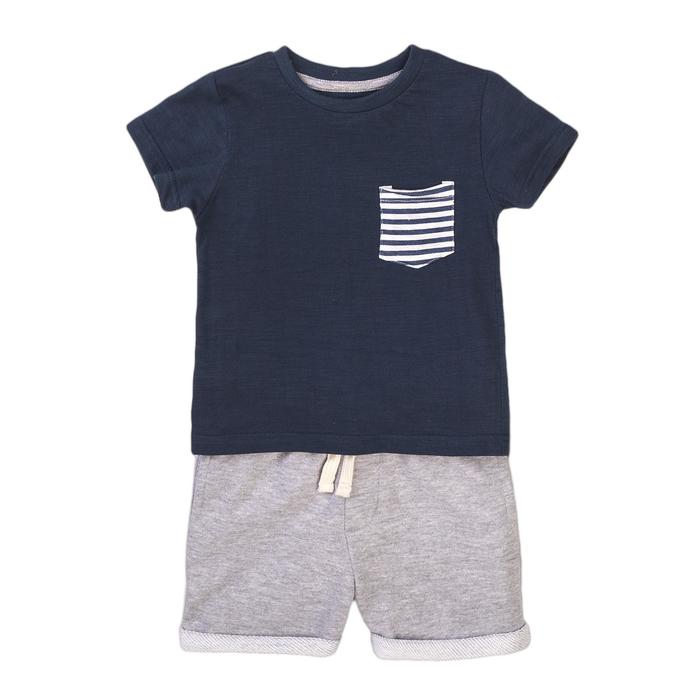 фото Комплект для мальчика(футболка и шорты), размер 3-4 года, цвет серый minoti
