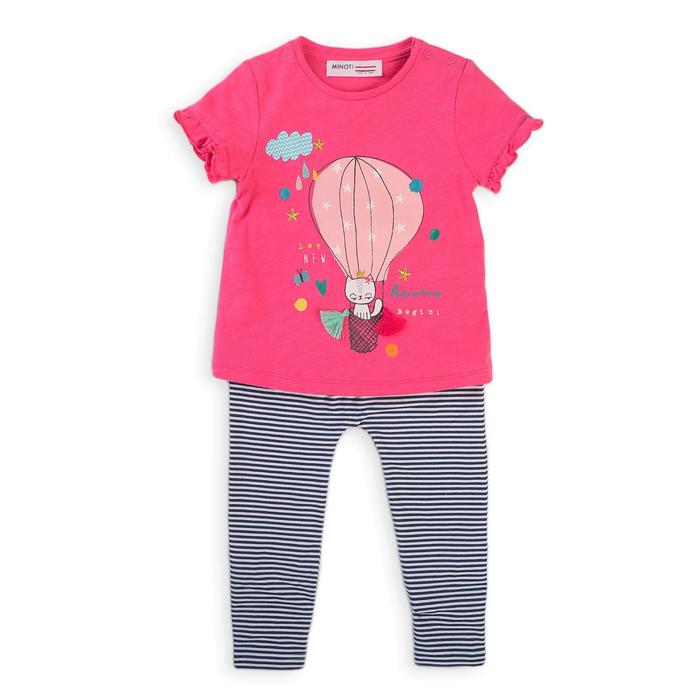 фото Комплект для девочки (футболка и штанишки), размер 18-24 месяцев, цвет розовый minoti