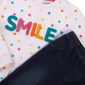 

Комплект для девочки (футболка и штанишки), размер 12-18 месяцев, цвет белый-синий