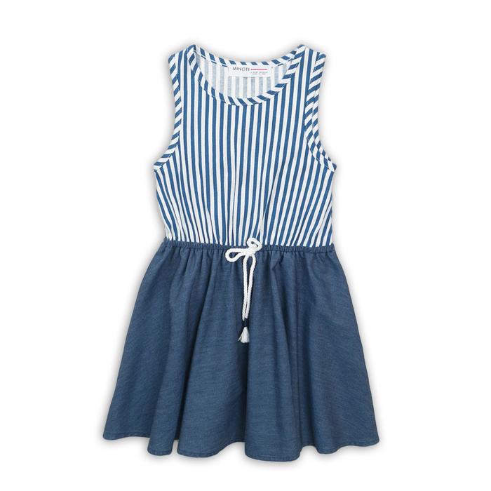 Платье для девочки, размер 10-11 лет, цвет синий-полосатый