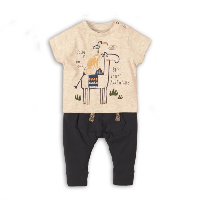 фото Комплект для мальчика(футболки и штанишки), размер 12-18 месяцев, цвет серый-синий размер minoti