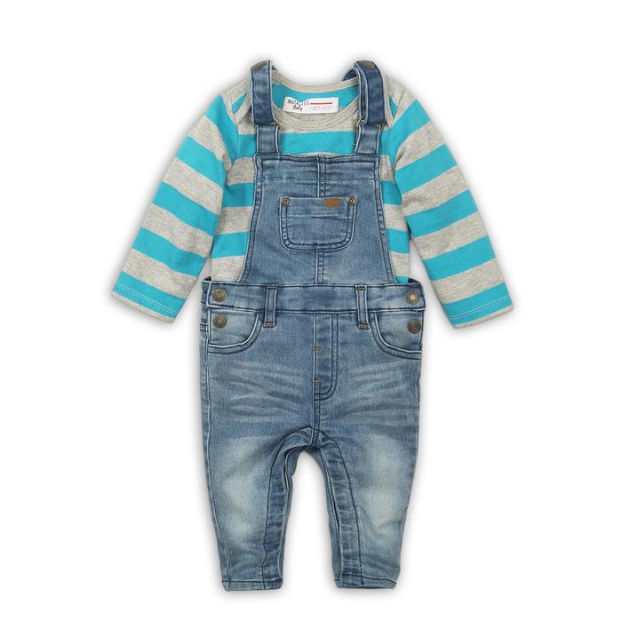 фото Комплект футболка и штанишки для мальчика, размер 12-18 месяцев, принт полосатый-синий minoti