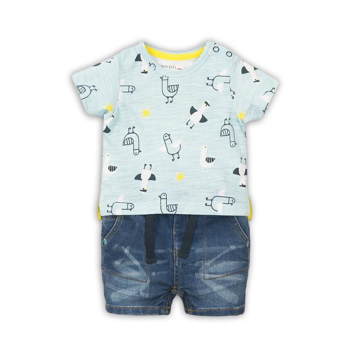 фото Комплект для мальчика(футболки и штанишки), размер 12-18 месяцев, цвет небесный-синий minoti