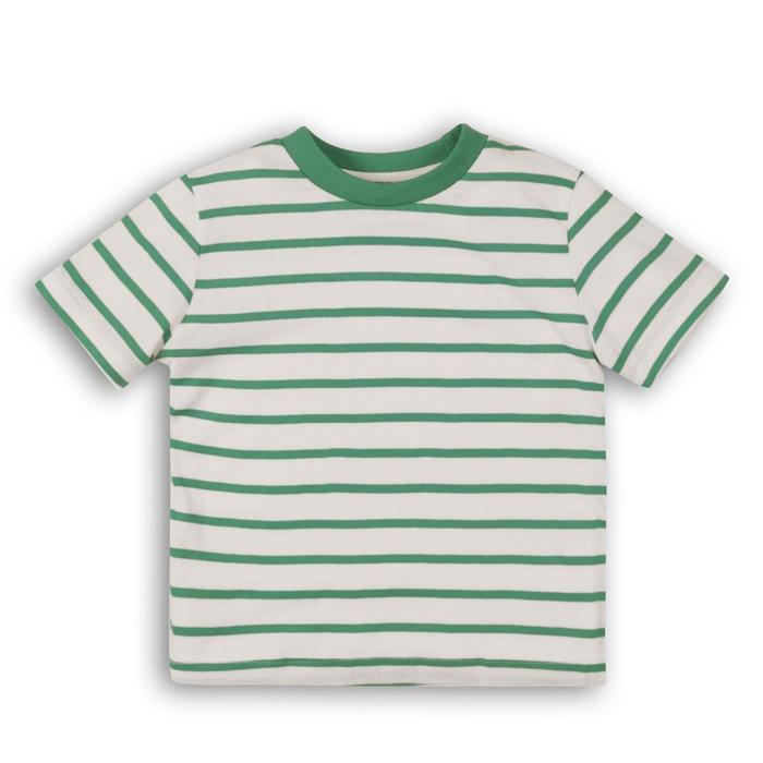 Футболка для мальчика, размер 9-12 месяцев, цвет зеленый-белый