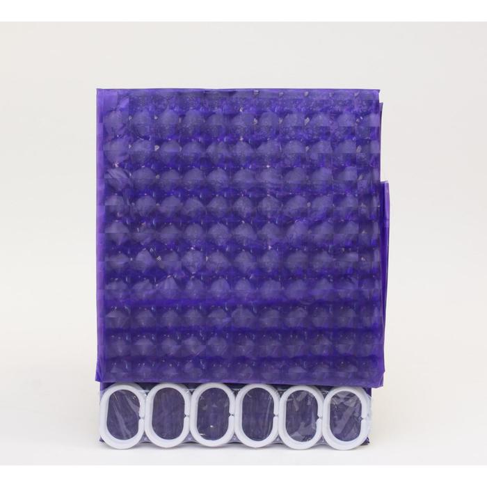 Шторка для ванной 3D фиолетовая, 180x180 см, PEVA с кольцами