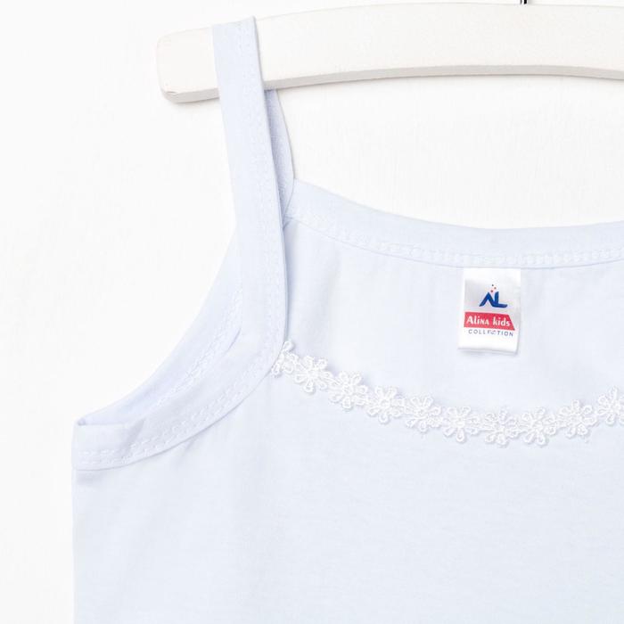 

Майка для девочки на бретелях, цвет белый, рост 110 см