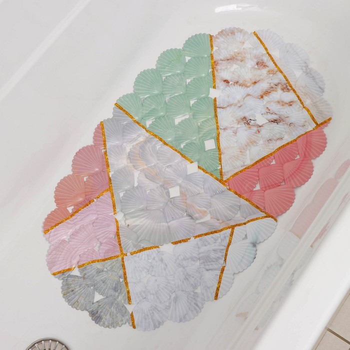 фото Коврик противоскользящий спа в ванну на присосках доляна «вэг», 35×65 см