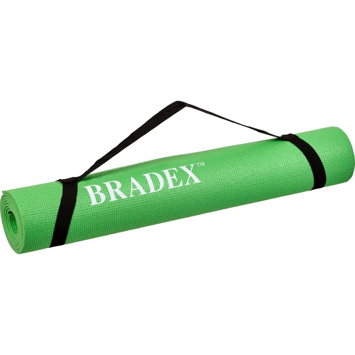 фото Коврик для йоги и фитнеса bradex sf 0694, 183х61х0,4 см, зеленый с переноской