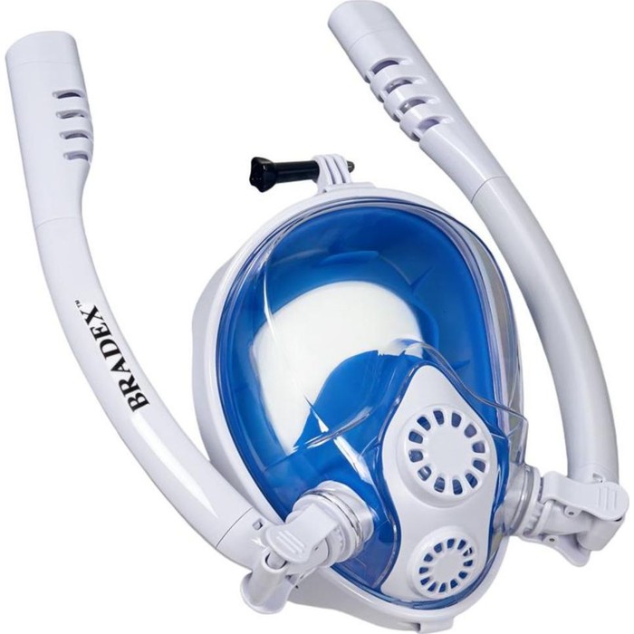 Полнолицевая маска для снорклинга Bradex, с двумя трубками, размер S полнолицевая маска для снорклинга bradex l голубая