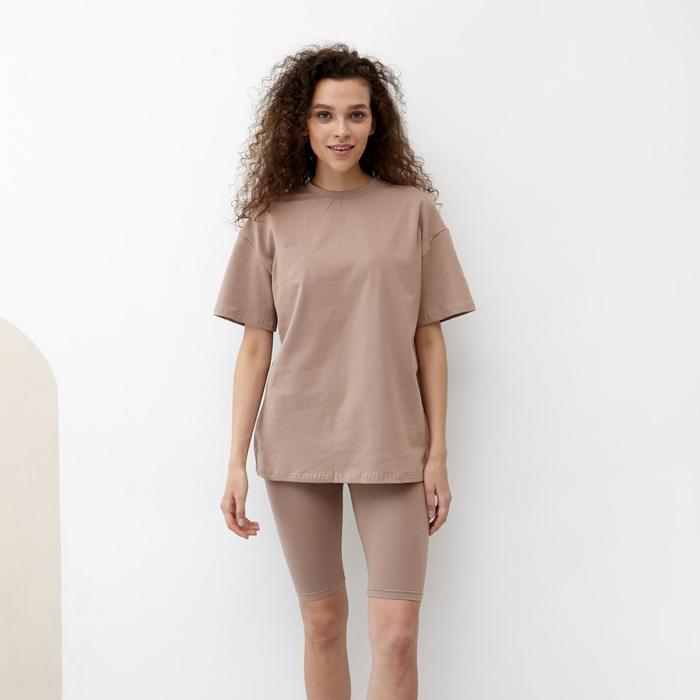 

Футболка женская MINAKU OVERSIZE FIT: цвет коричневый, р-р 42