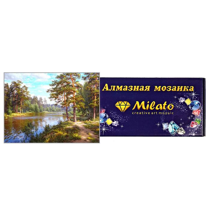 Алмазная мозаика «Озеро в лесу» 40x30 см, 39 цветов