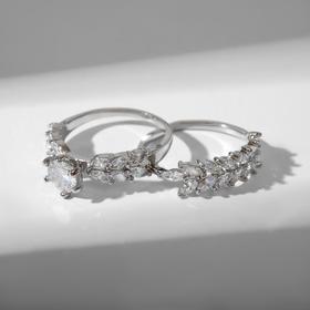 

Кольцо "Сокровище" кристаллы, цвет белый в серебре, размер 16