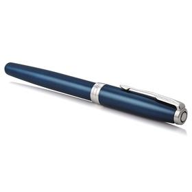 

Ручка перьевая Parker Sonnet Core F539 Lacquer Blue CT F, корпус из нержавеющей стали, чёрные чернила