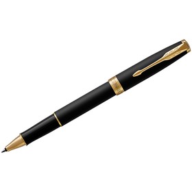 Ручка-роллер Parker Sonnet Core T528 Matte Black GT F 0.5 мм, корпус из латуни, чёрные чернила (1931518)